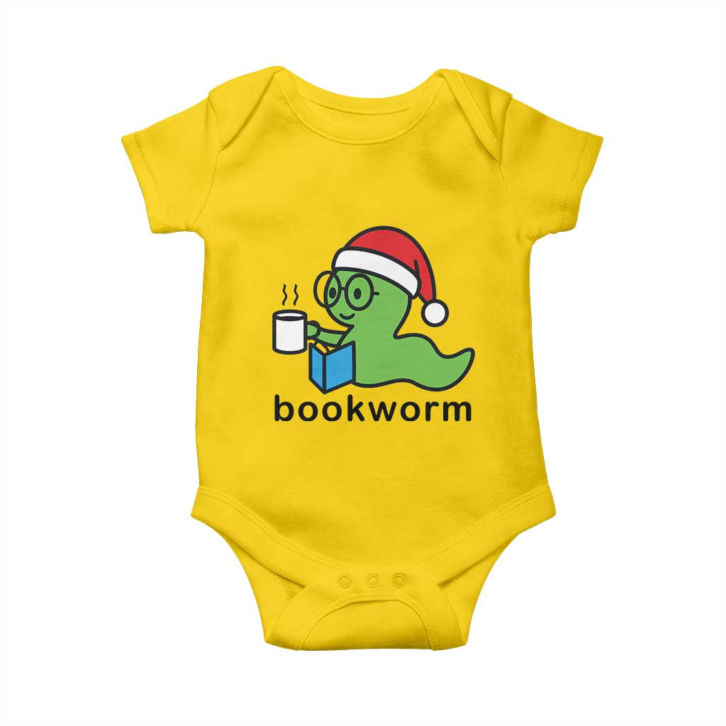 Bookworm Christmas Baby Onesie Reading Book Lover - Wonder Print Shop