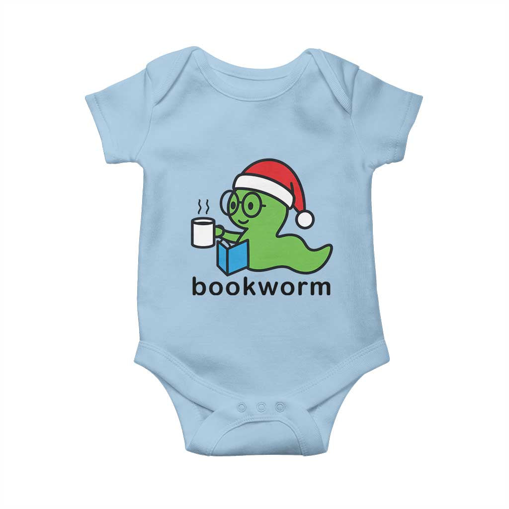 Bookworm Christmas Baby Onesie Reading Book Lover - Wonder Print Shop