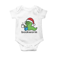 Bookworm Christmas Baby Onesie Reading Book Lover - Wonder Print Shop