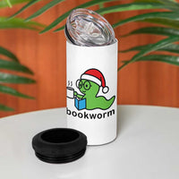 Bookworm Christmas 4 in 1 Can Cooler Tumbler Reading Book Lover - Wonder Print Shop