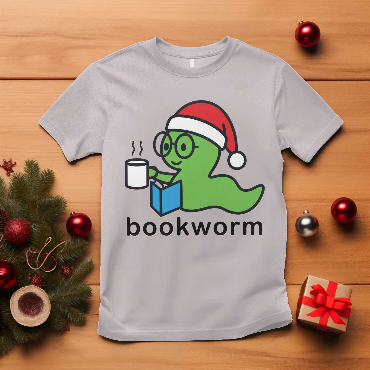 Bookworm Christmas T Shirt Reading Book Lover - Wonder Print Shop