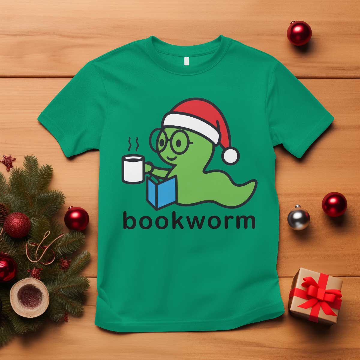 Bookworm Christmas T Shirt Reading Book Lover - Wonder Print Shop