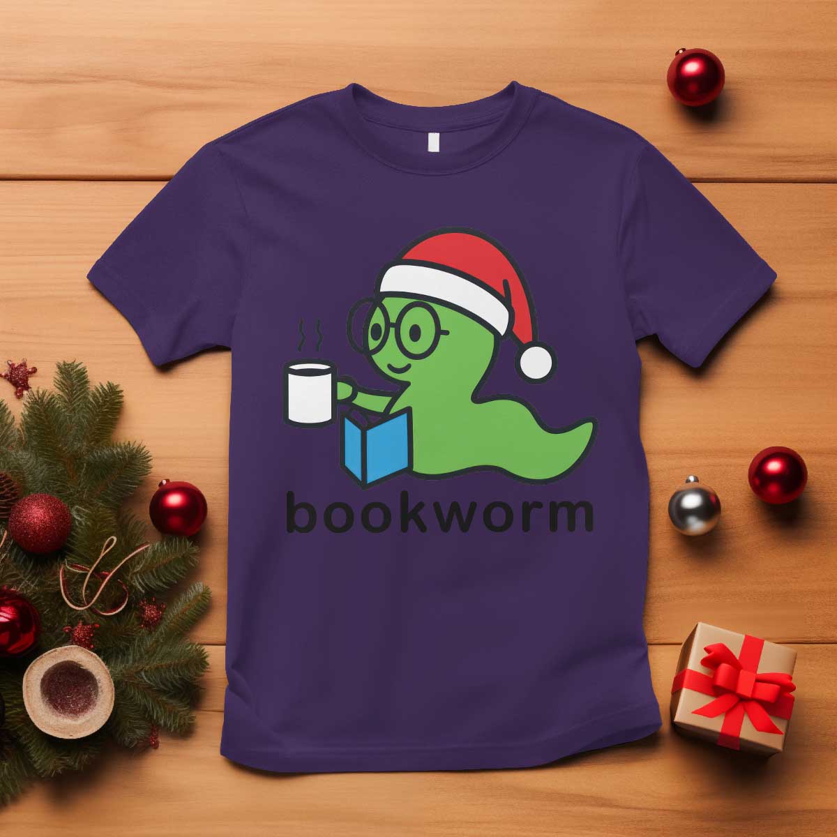 Bookworm Christmas T Shirt Reading Book Lover - Wonder Print Shop