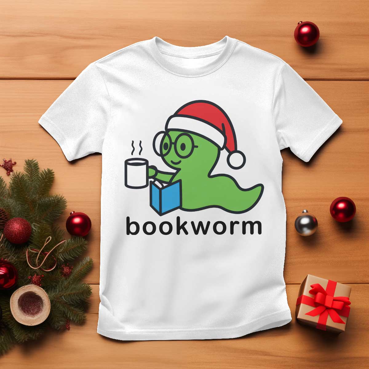Bookworm Christmas T Shirt Reading Book Lover - Wonder Print Shop