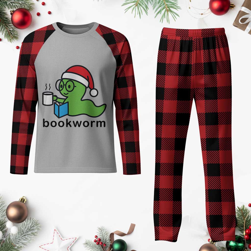 Bookworm Christmas Plaid Pajama Set Reading Book Lover - Wonder Print Shop