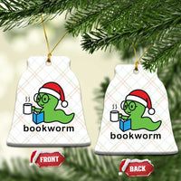 Bookworm Christmas Ceramic Ornament Reading Book Lover - Wonder Print Shop