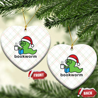 Bookworm Christmas Ceramic Ornament Reading Book Lover - Wonder Print Shop