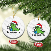 Bookworm Christmas Ceramic Ornament Reading Book Lover - Wonder Print Shop