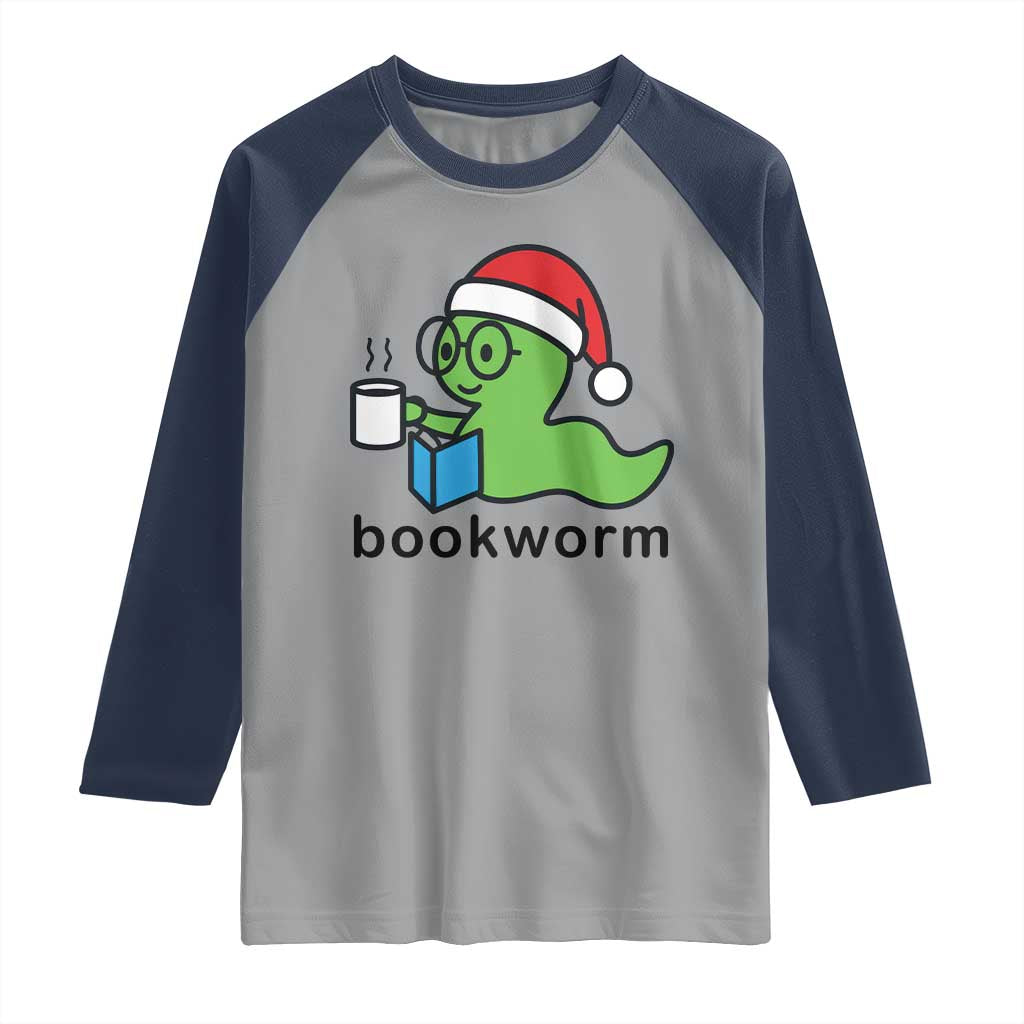 Bookworm Christmas Raglan Shirt Reading Book Lover - Wonder Print Shop