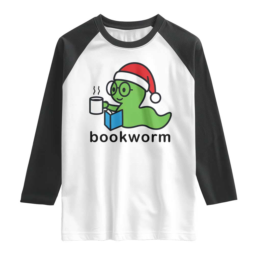 Bookworm Christmas Raglan Shirt Reading Book Lover - Wonder Print Shop
