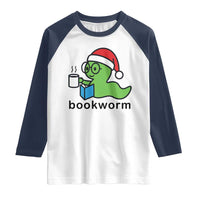 Bookworm Christmas Raglan Shirt Reading Book Lover - Wonder Print Shop