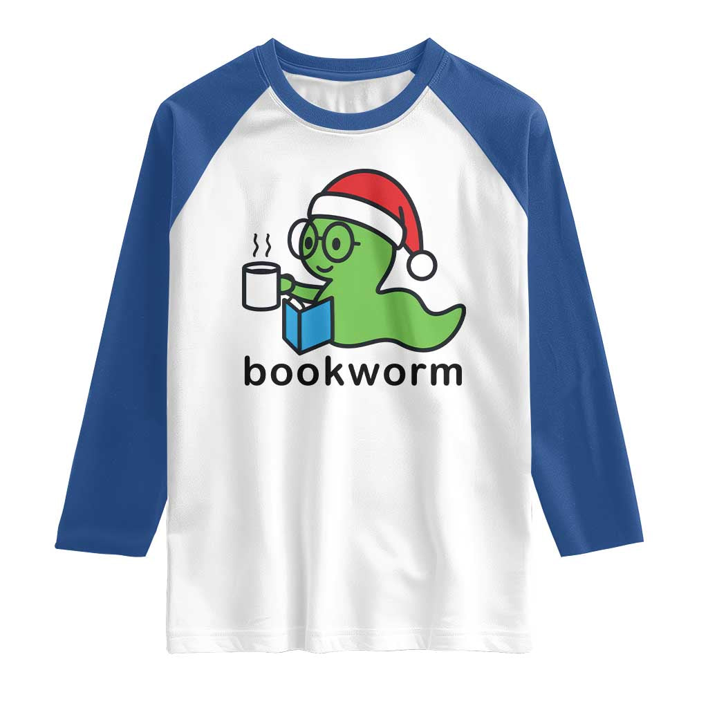 Bookworm Christmas Raglan Shirt Reading Book Lover - Wonder Print Shop