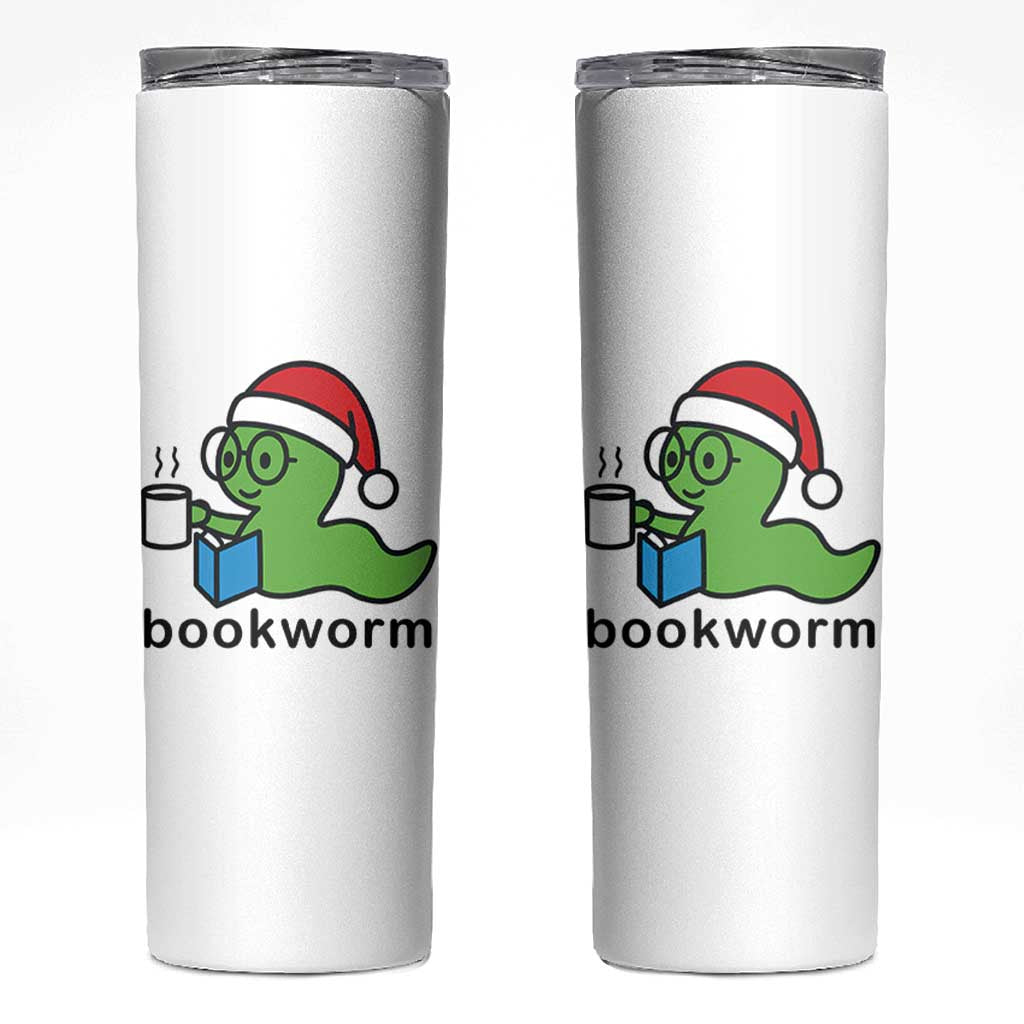 Bookworm Christmas Skinny Tumbler Reading Book Lover - Wonder Print Shop
