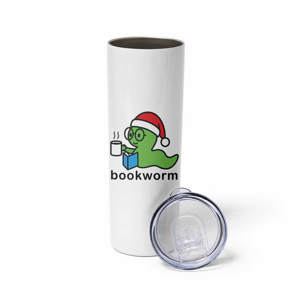 Bookworm Christmas Skinny Tumbler Reading Book Lover - Wonder Print Shop