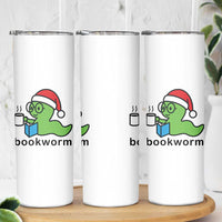 Bookworm Christmas Skinny Tumbler Reading Book Lover - Wonder Print Shop