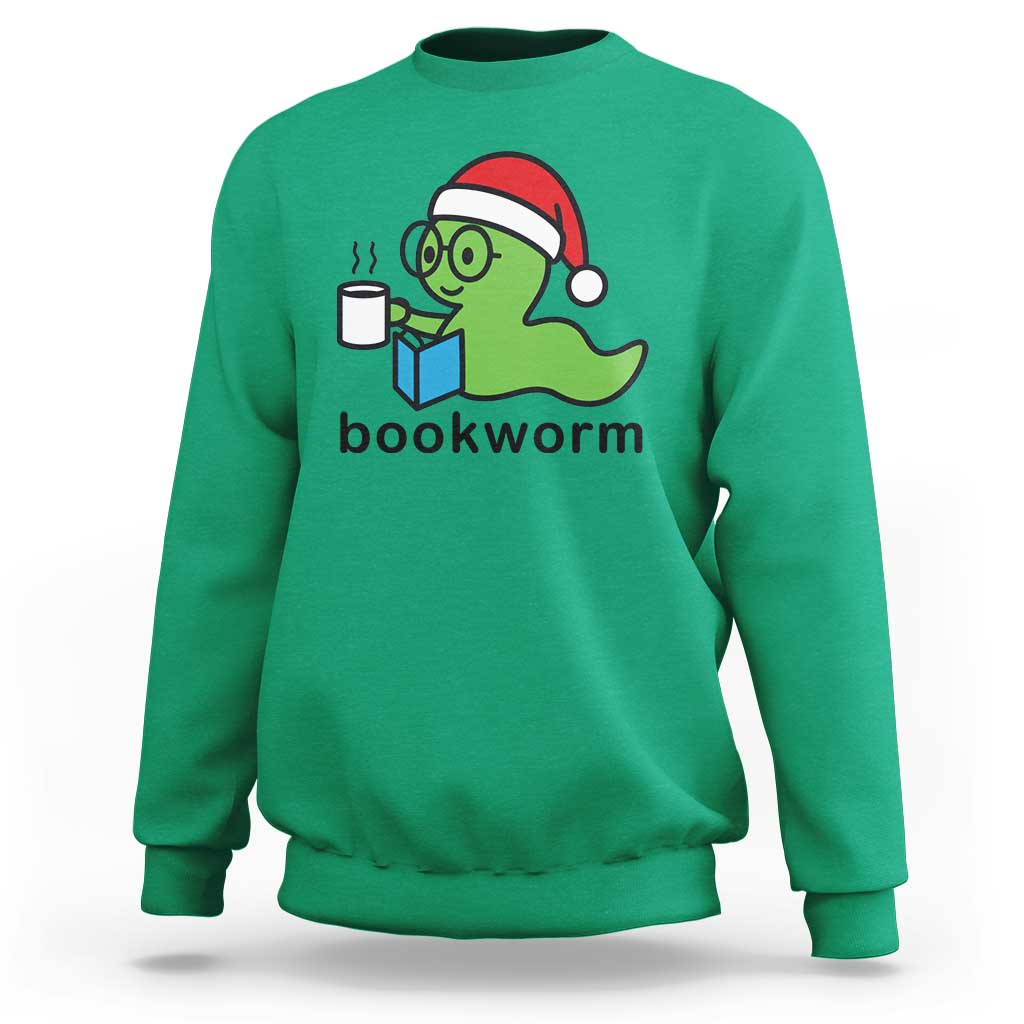 Bookworm Christmas Sweatshirt Reading Book Lover - Wonder Print Shop