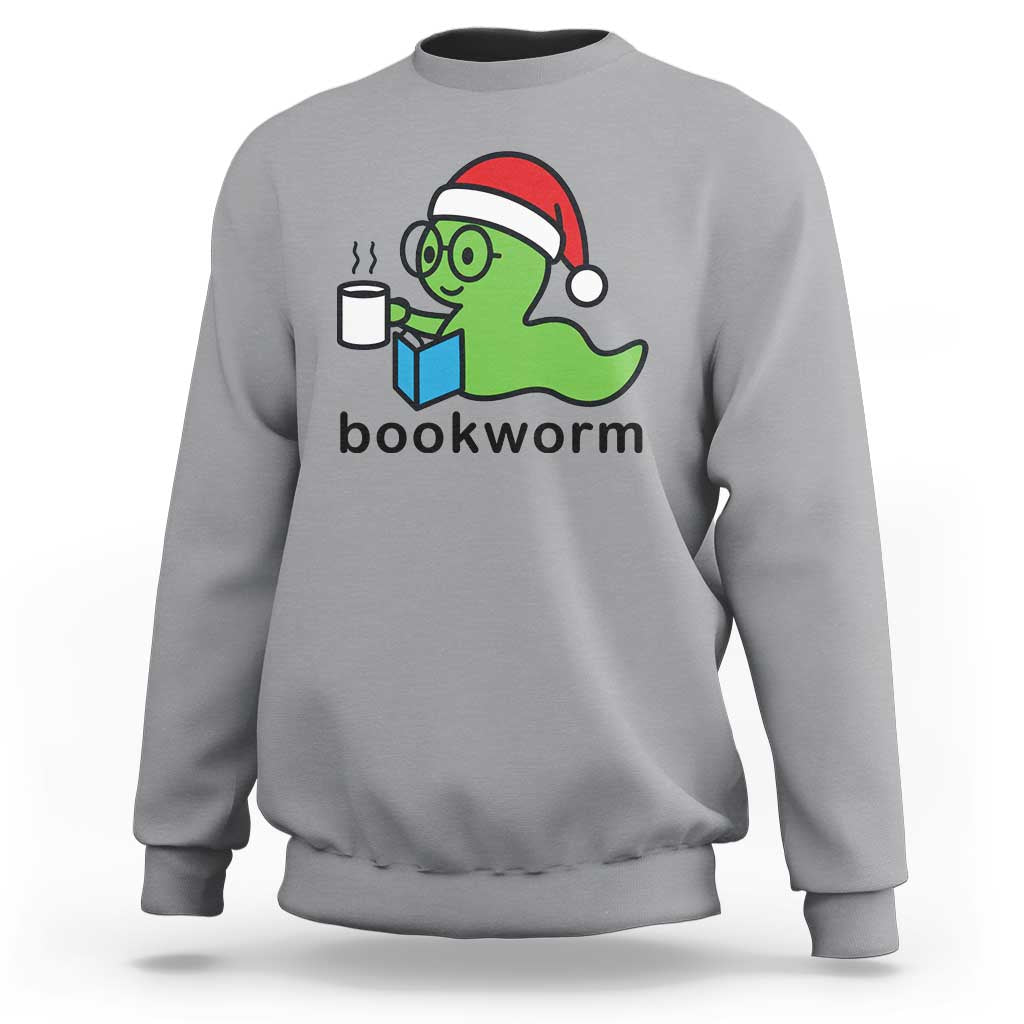 Bookworm Christmas Sweatshirt Reading Book Lover - Wonder Print Shop