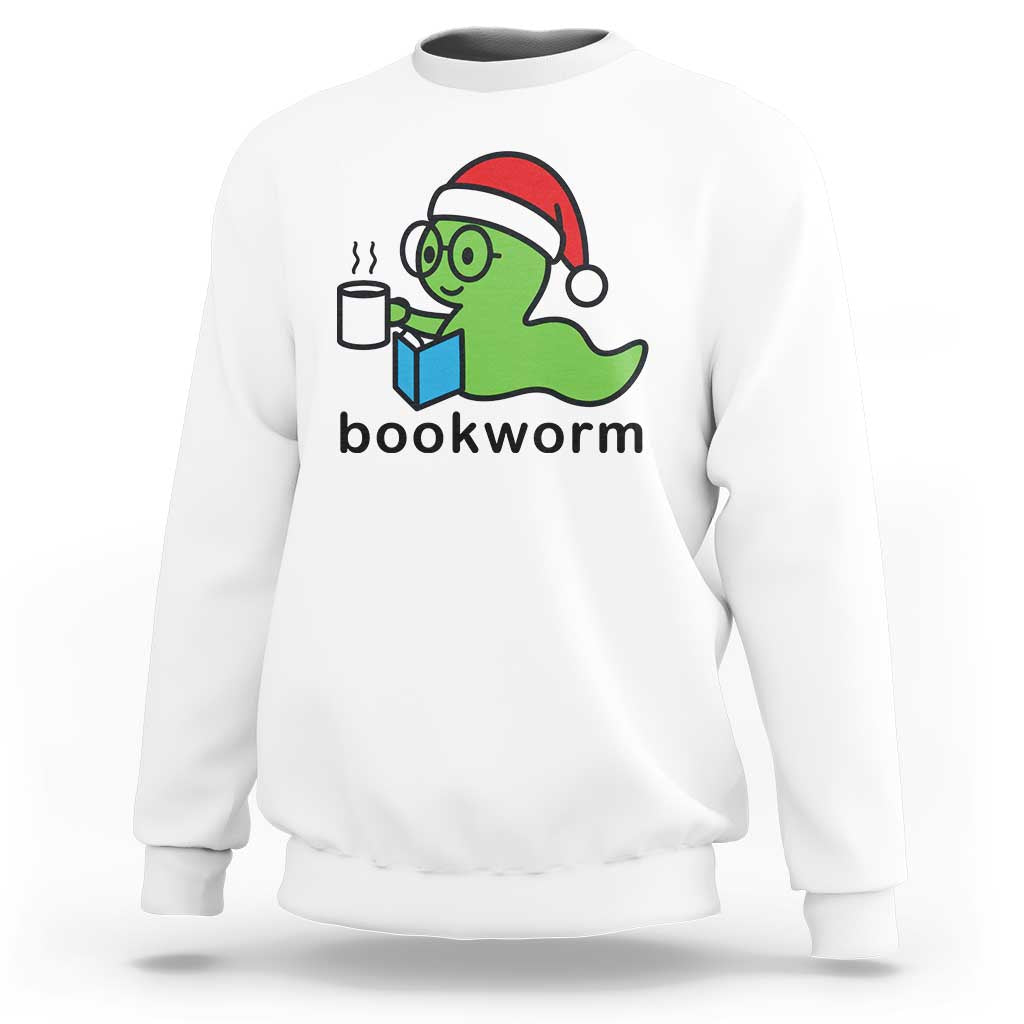 Bookworm Christmas Sweatshirt Reading Book Lover - Wonder Print Shop