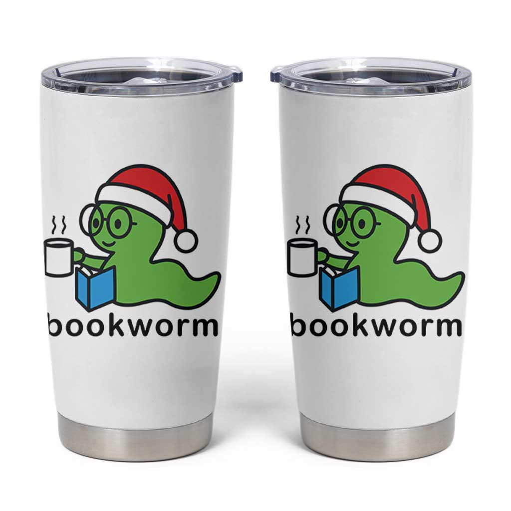 Bookworm Christmas Tumbler Cup Reading Book Lover - Wonder Print Shop
