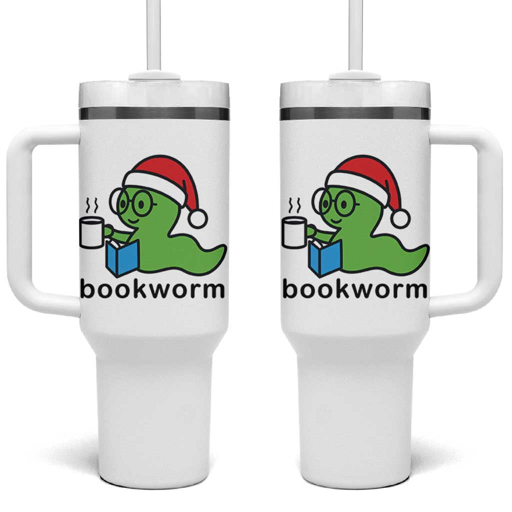 Bookworm Christmas Tumbler With Handle Reading Book Lover - Wonder Print Shop
