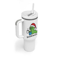 Bookworm Christmas Tumbler With Handle Reading Book Lover - Wonder Print Shop