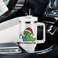Bookworm Christmas Tumbler With Handle Reading Book Lover - Wonder Print Shop