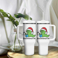 Bookworm Christmas Tumbler With Handle Reading Book Lover - Wonder Print Shop