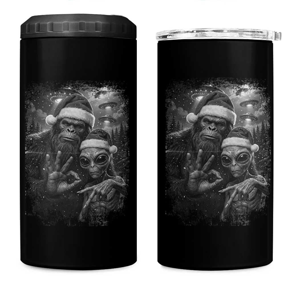67 Six Seven Bigfoot Christmas 4 in 1 Can Cooler Tumbler Sasquatch Ailen Selfie UFO Meme - Wonder Print Shop