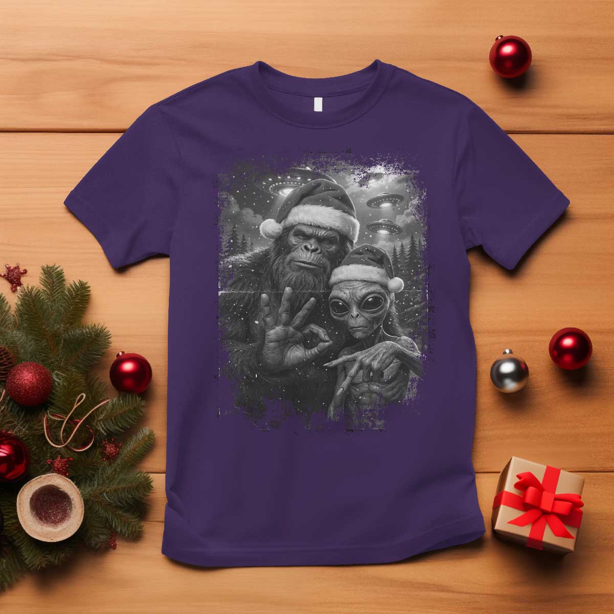 67 Six Seven Bigfoot Christmas T Shirt Sasquatch Ailen Selfie UFO Meme - Wonder Print Shop
