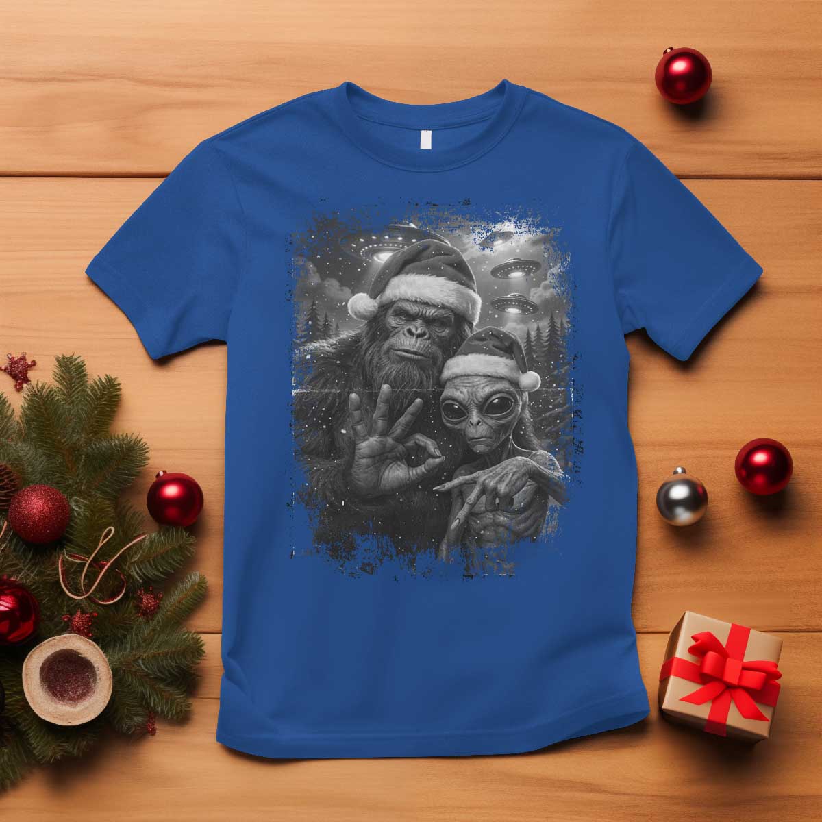 67 Six Seven Bigfoot Christmas T Shirt Sasquatch Ailen Selfie UFO Meme - Wonder Print Shop