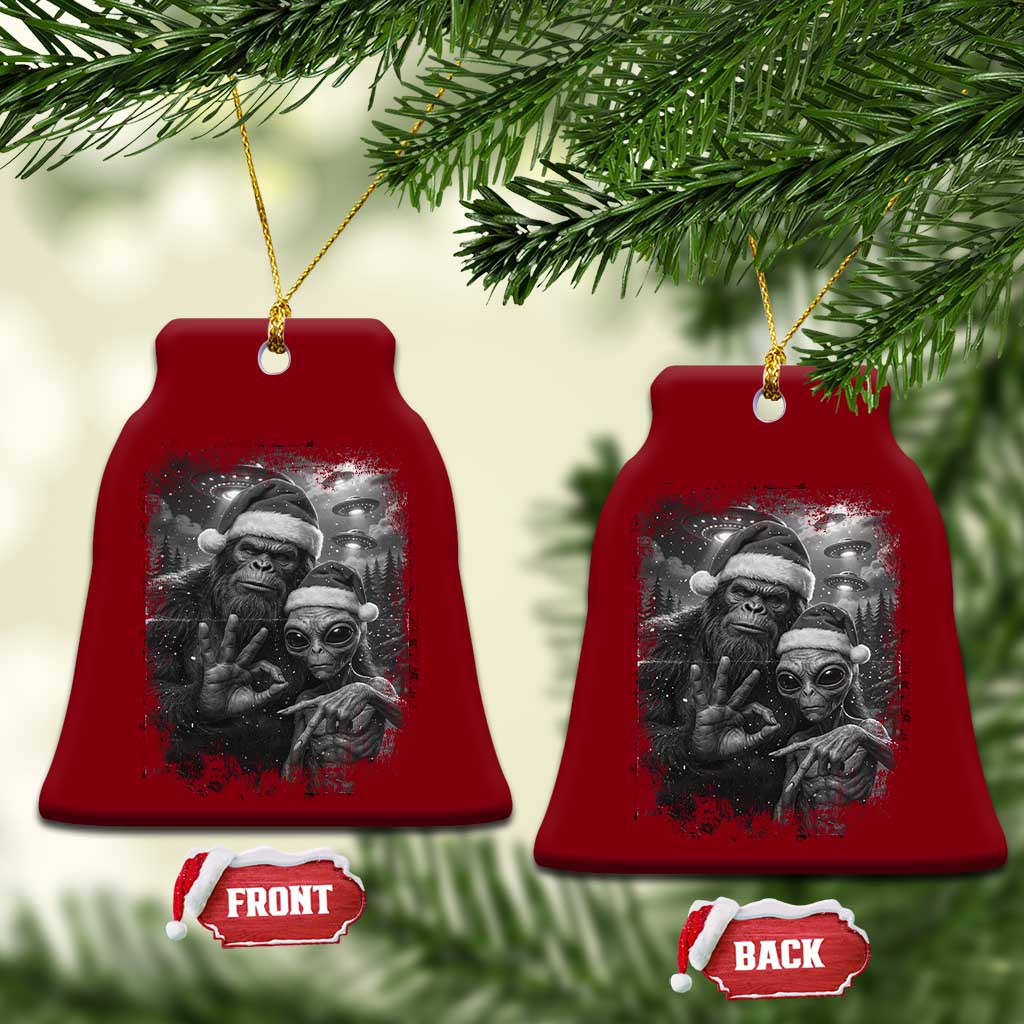 67 Six Seven Bigfoot Christmas Ceramic Ornament Sasquatch Ailen Selfie UFO Meme - Wonder Print Shop