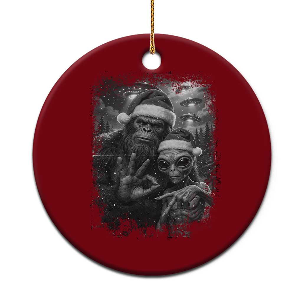 67 Six Seven Bigfoot Christmas Ceramic Ornament Sasquatch Ailen Selfie UFO Meme - Wonder Print Shop