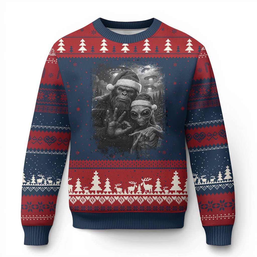 67 Six Seven Bigfoot Xmas Ugly Christmas Sweater Sasquatch Ailen Selfie UFO Meme - Wonder Print Shop