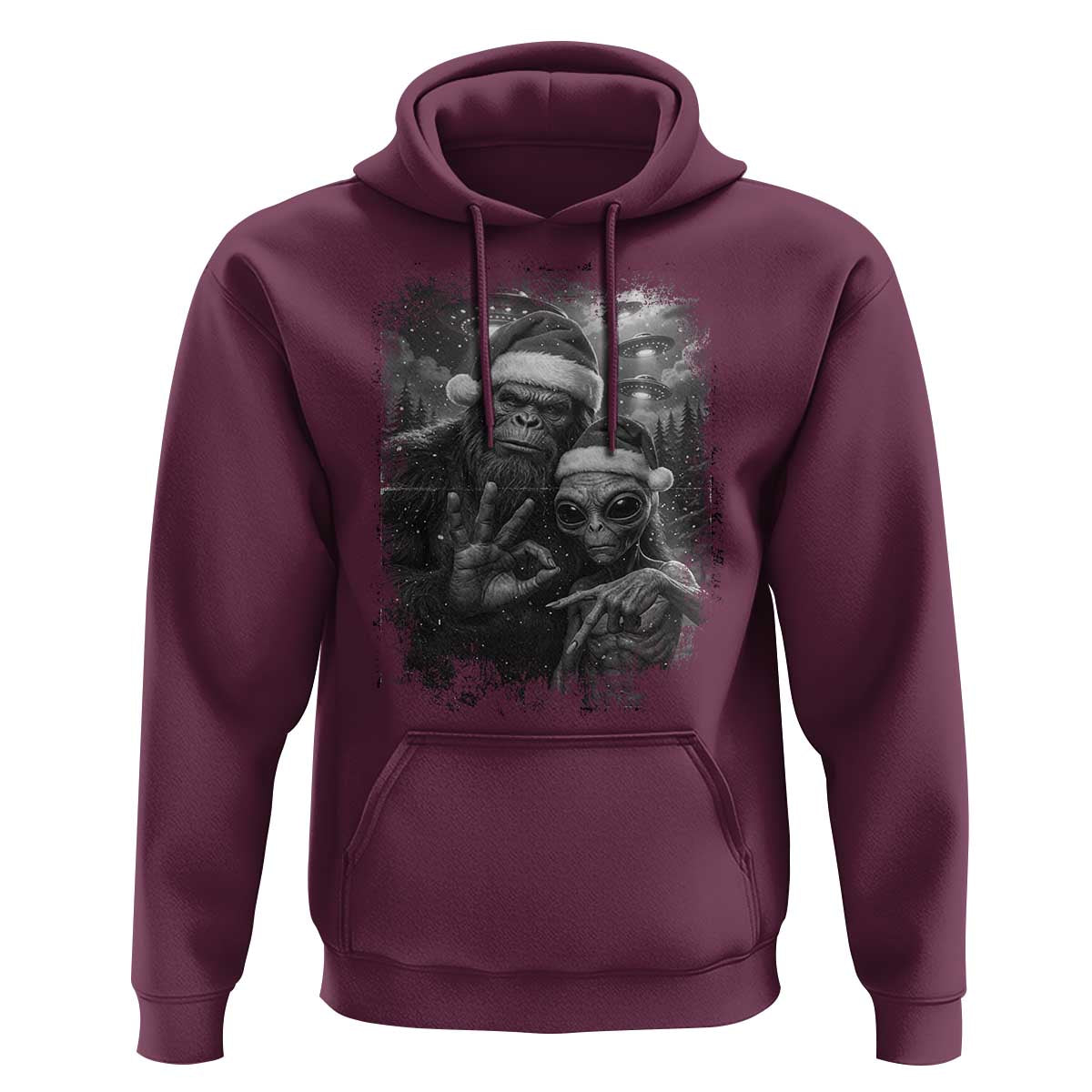 67 Six Seven Bigfoot Christmas Hoodie Sasquatch Ailen Selfie UFO Meme - Wonder Print Shop