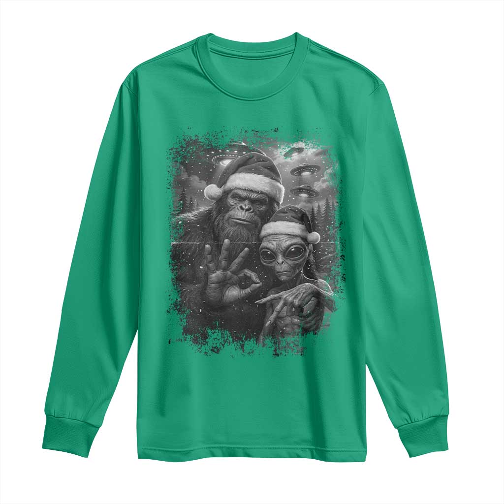 67 Six Seven Bigfoot Christmas Long Sleeve Shirt Sasquatch Ailen Selfie UFO Meme - Wonder Print Shop