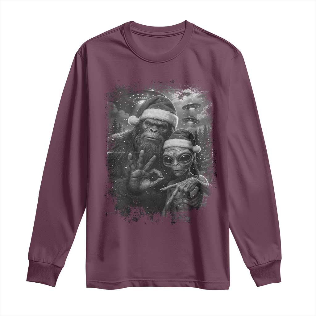 67 Six Seven Bigfoot Christmas Long Sleeve Shirt Sasquatch Ailen Selfie UFO Meme - Wonder Print Shop