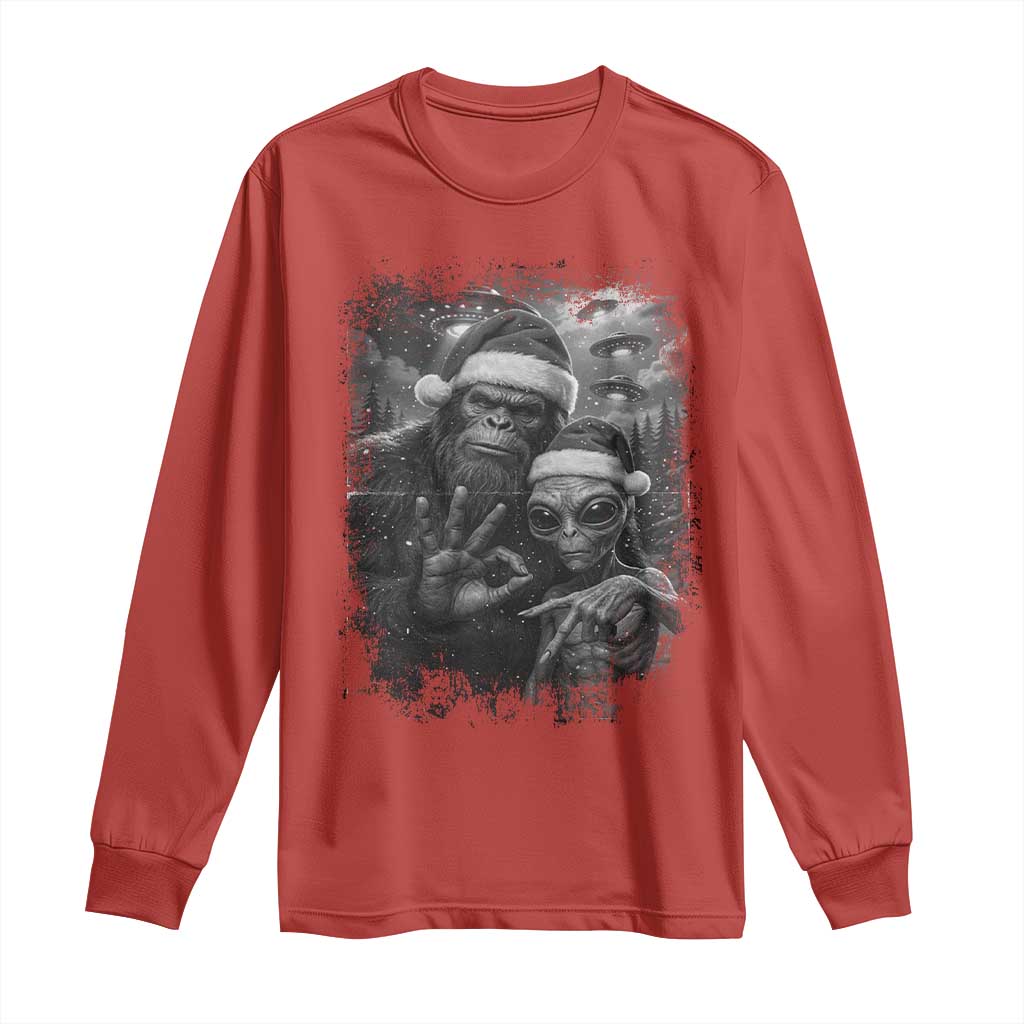 67 Six Seven Bigfoot Christmas Long Sleeve Shirt Sasquatch Ailen Selfie UFO Meme - Wonder Print Shop