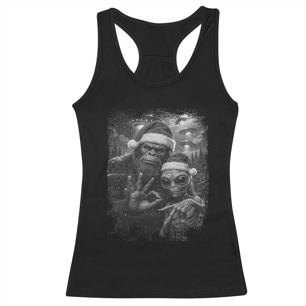 67 Six Seven Bigfoot Christmas Racerback Tank Top Sasquatch Ailen Selfie UFO Meme - Wonder Print Shop