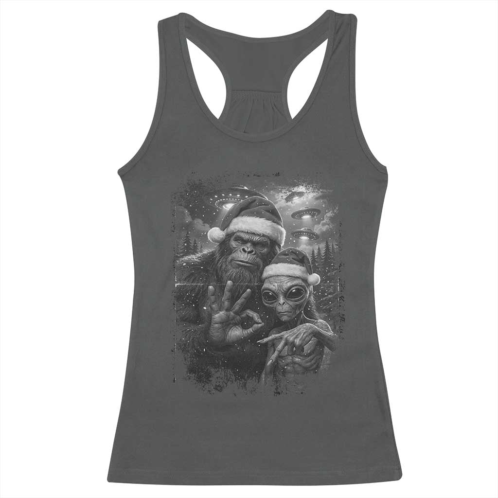 67 Six Seven Bigfoot Christmas Racerback Tank Top Sasquatch Ailen Selfie UFO Meme - Wonder Print Shop