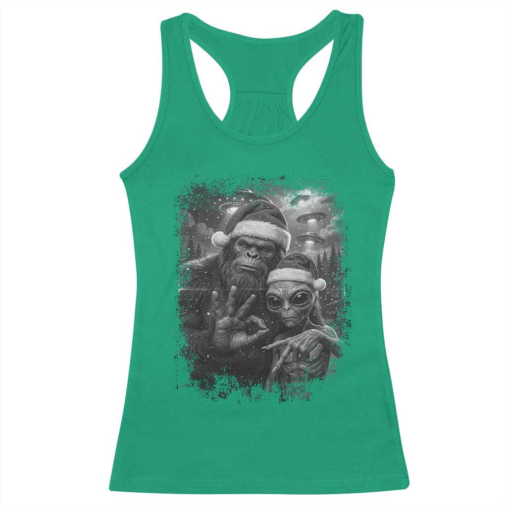 67 Six Seven Bigfoot Christmas Racerback Tank Top Sasquatch Ailen Selfie UFO Meme - Wonder Print Shop