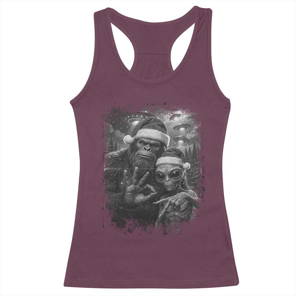67 Six Seven Bigfoot Christmas Racerback Tank Top Sasquatch Ailen Selfie UFO Meme - Wonder Print Shop