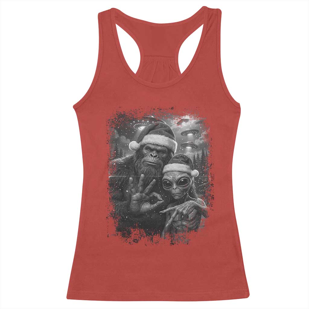 67 Six Seven Bigfoot Christmas Racerback Tank Top Sasquatch Ailen Selfie UFO Meme - Wonder Print Shop