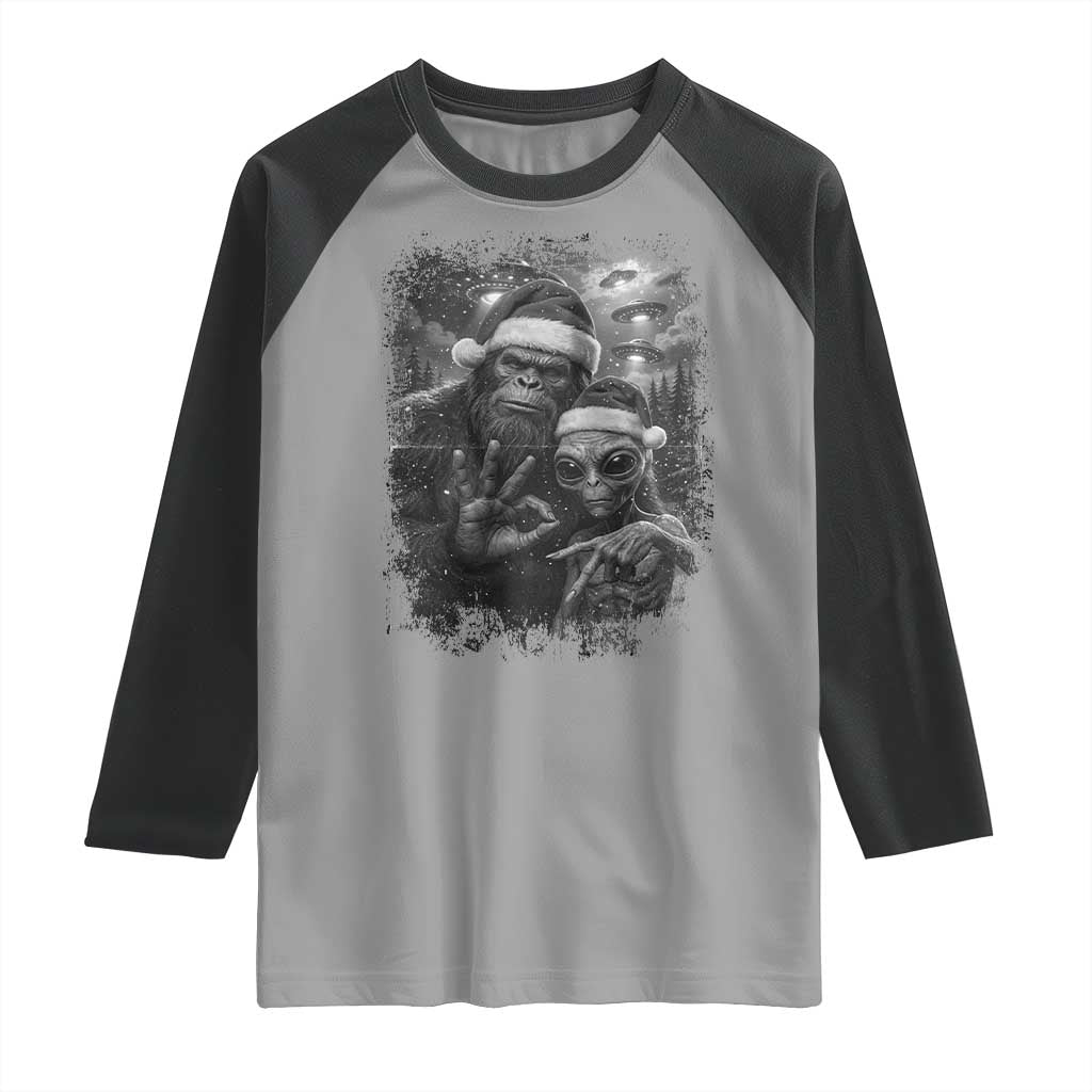 67 Six Seven Bigfoot Christmas Raglan Shirt Sasquatch Ailen Selfie UFO Meme - Wonder Print Shop
