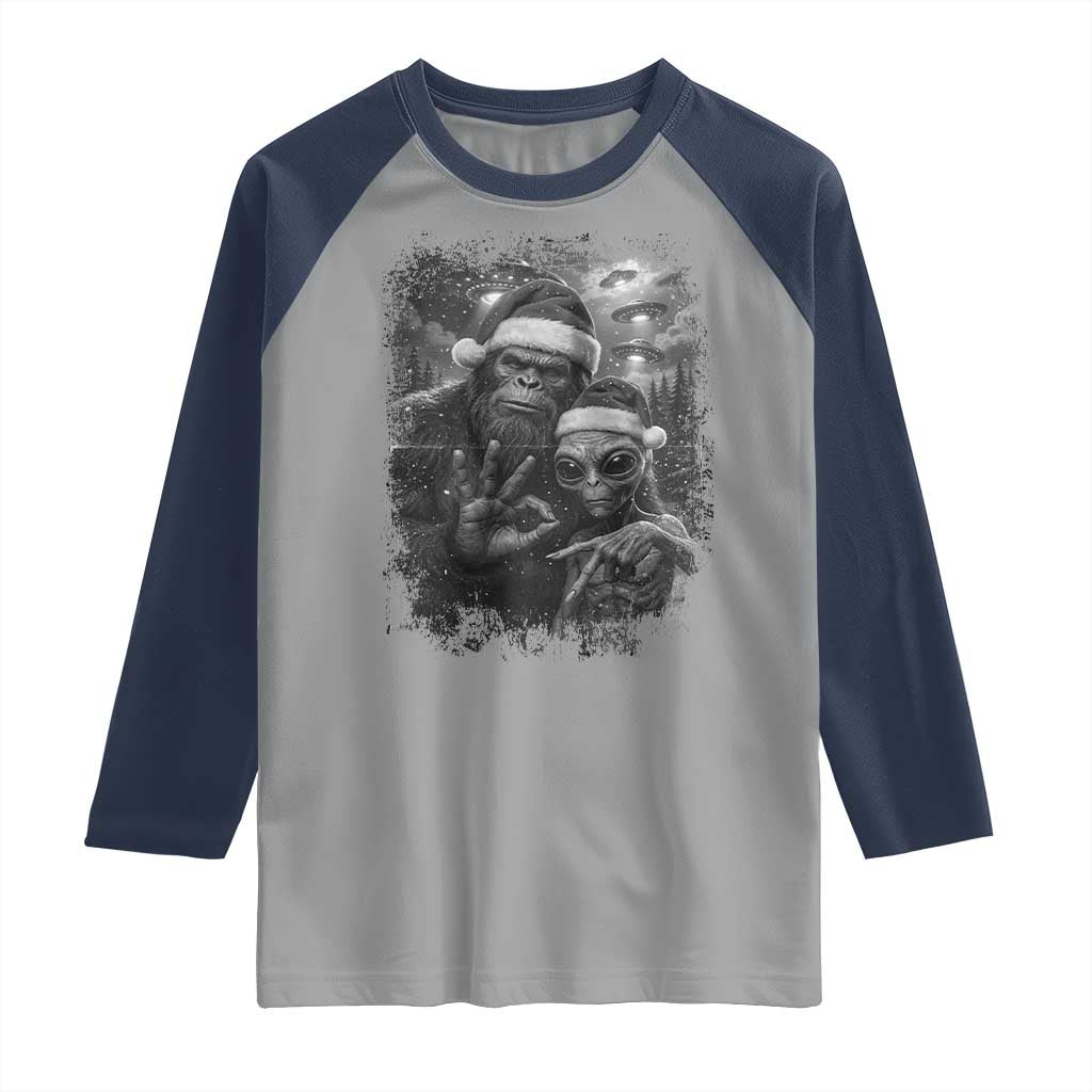 67 Six Seven Bigfoot Christmas Raglan Shirt Sasquatch Ailen Selfie UFO Meme - Wonder Print Shop