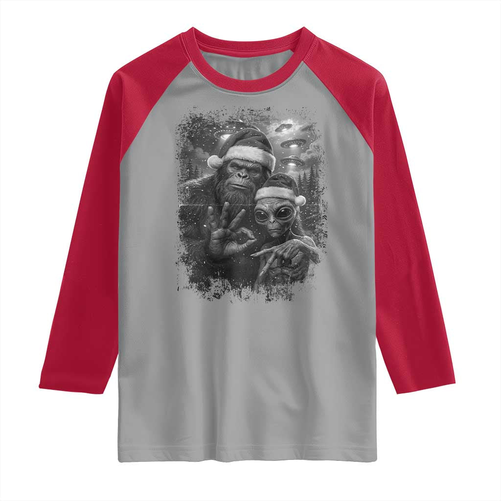 67 Six Seven Bigfoot Christmas Raglan Shirt Sasquatch Ailen Selfie UFO Meme - Wonder Print Shop