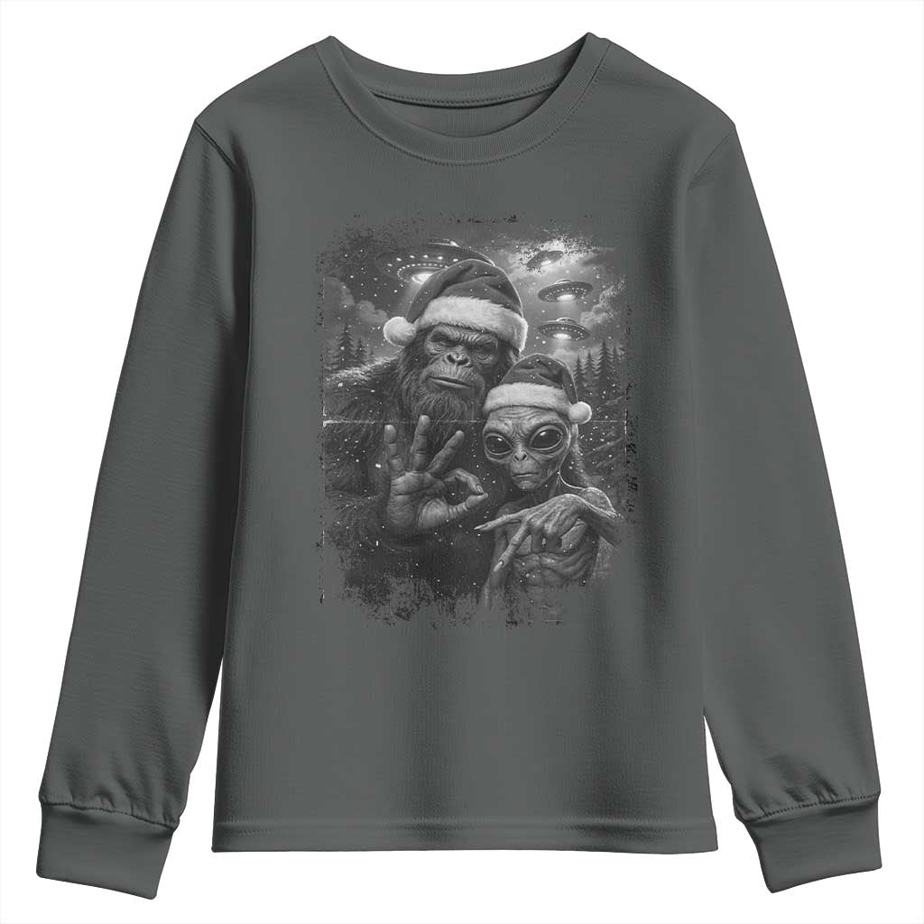 67 Six Seven Bigfoot Christmas Youth Sweatshirt Sasquatch Ailen Selfie UFO Meme - Wonder Print Shop