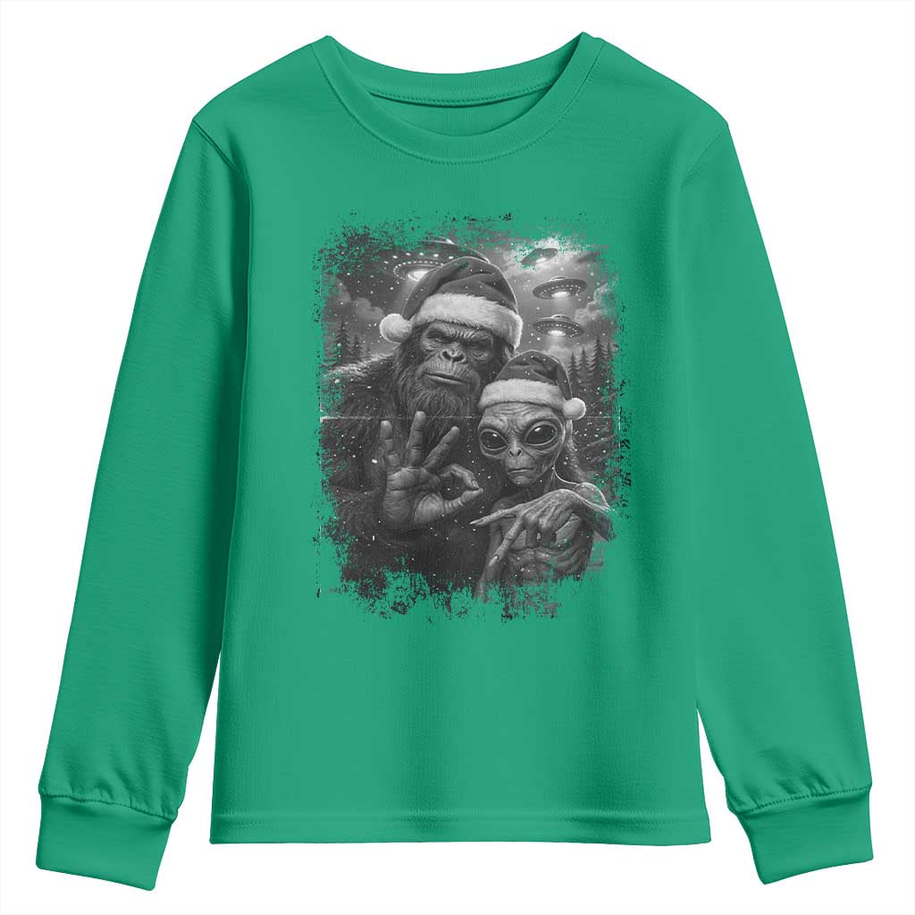 67 Six Seven Bigfoot Christmas Youth Sweatshirt Sasquatch Ailen Selfie UFO Meme - Wonder Print Shop