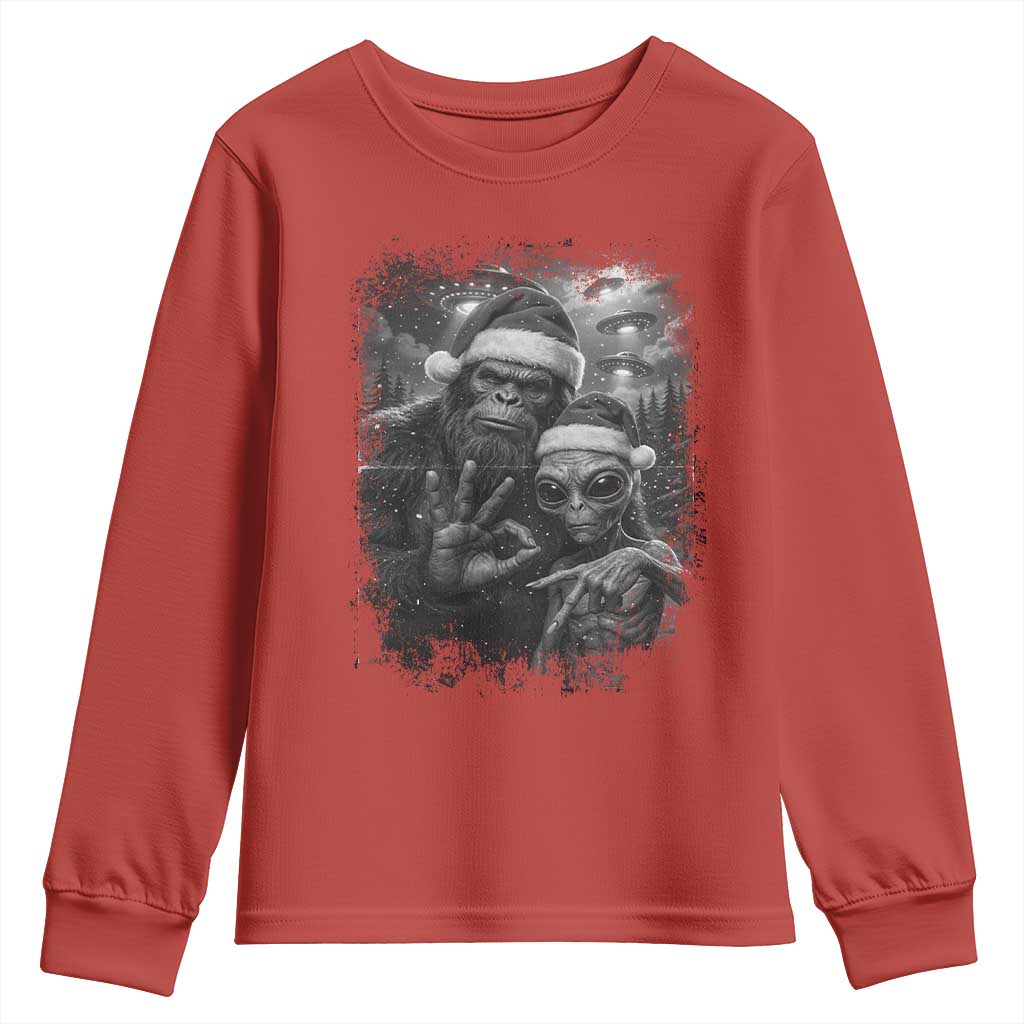 67 Six Seven Bigfoot Christmas Youth Sweatshirt Sasquatch Ailen Selfie UFO Meme - Wonder Print Shop