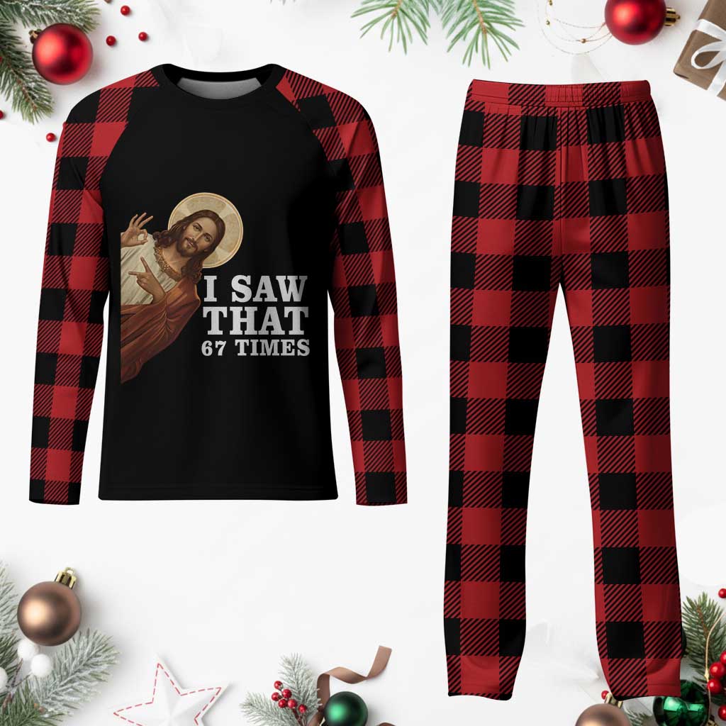 Funny Six Seven Meme Plaid Pajama Set I Saw That 67 Times - Wonder Print Shop