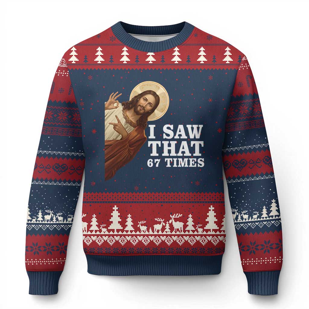 Funny Six Seven Meme Ugly Christmas Sweater I Saw That 67 Times - Wonder Print Shop